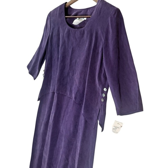 Womens Purple Faux Suede Maxi Dress Jacket Set Size 6 Evening Church Modest Vtg - Picture 4 of 12